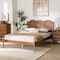 Baxton Studio Thatcher Mid-Century Modern Walnut Brown Finished Wood Queen Size Platform Bed with Woven Rattan 243-13444-ZORO - alternate 4